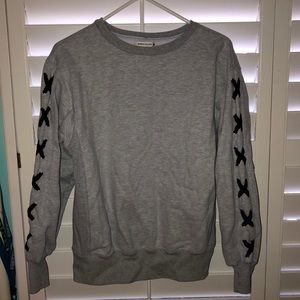 Cross-stitch Grey Long-sleeve Cozy Sweatshirt